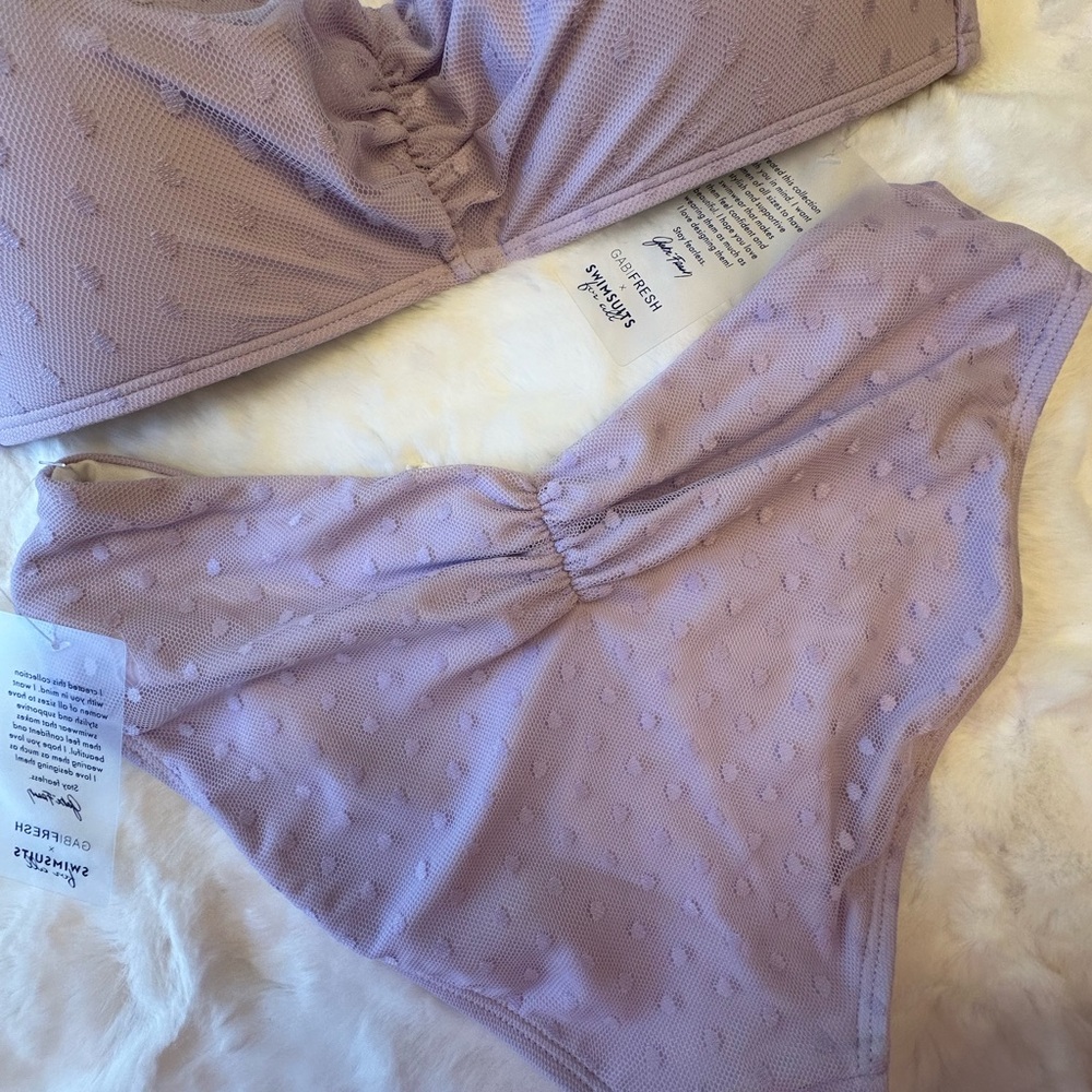 NWT Lavender Polka Dot bathing suit Set. Size 10. - Picture 8 of 10